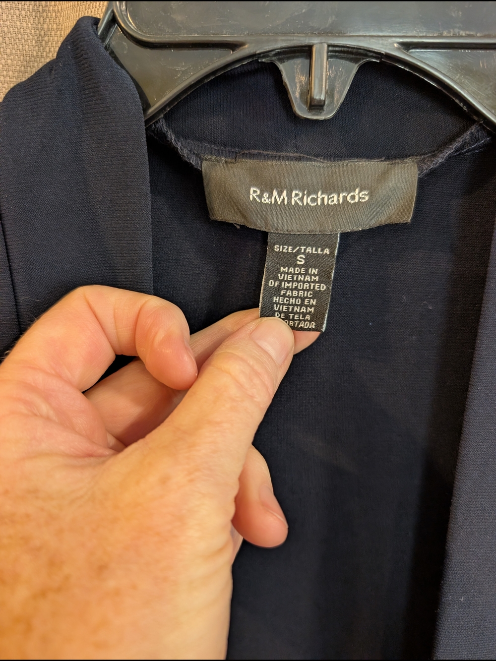 R&M Richards-Black Women's Dress with Blue Sparkle design Neckline With Jacket. - Picture 2 of 15